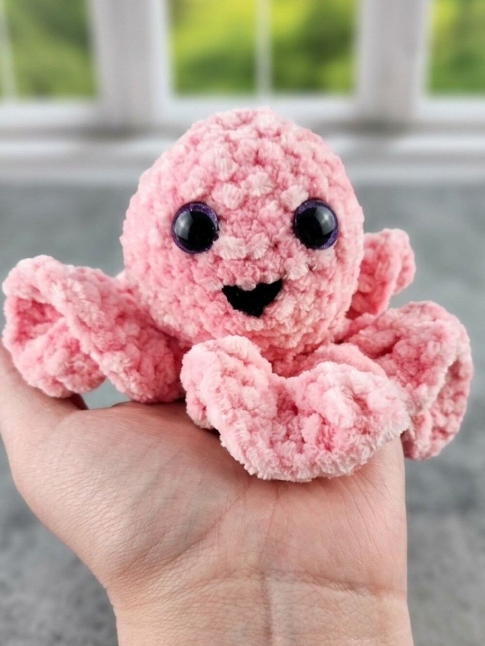 Handmade Pink Plush Octopus Soft Toy